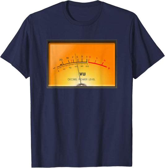 Vintage Audio Engineer Recording Studio Volume VU Meter T-Shirt - T-Shirt | Navy