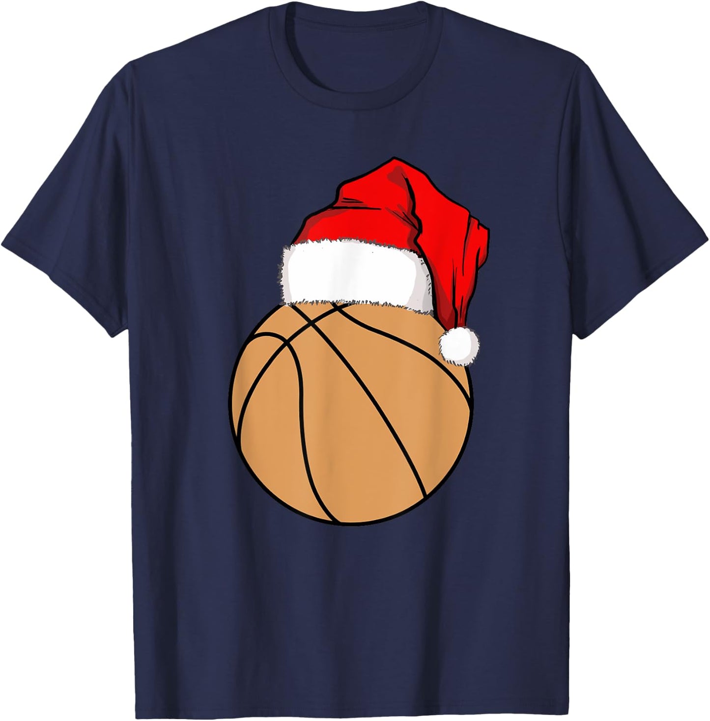 Christmas Basketball Santa T-Shirt - T-Shirt | Navy