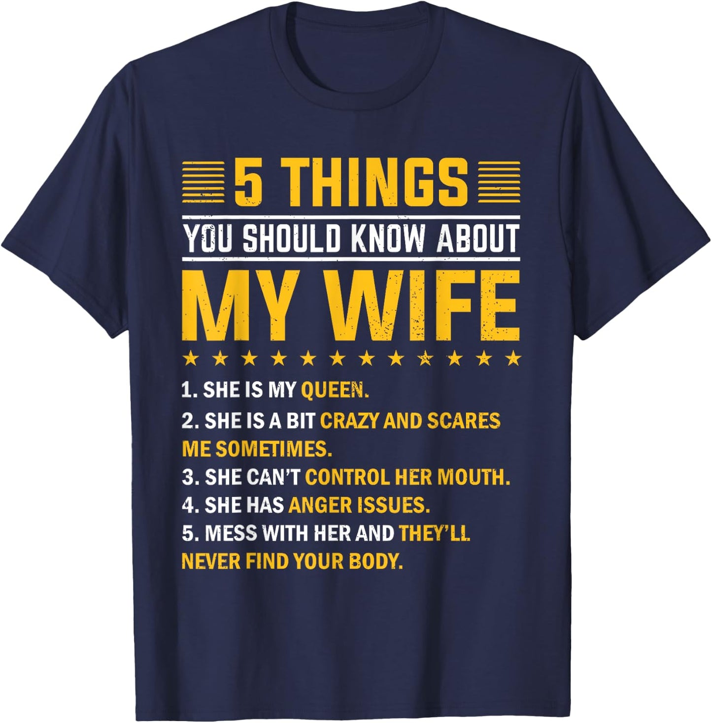 5 Things You Should Know About My Wife Funny Mommy T-Shirt - T-Shirt | Navy