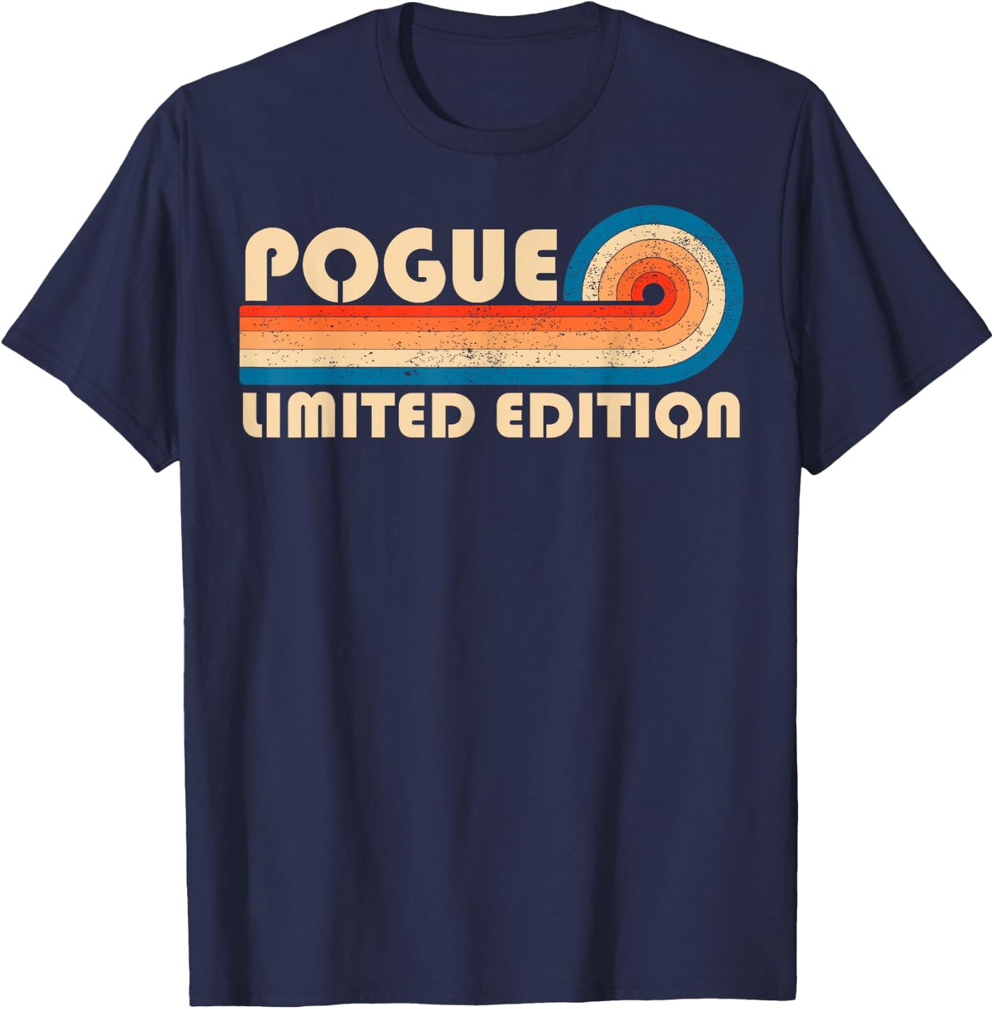 POGUE Retro 70s 80s Sunset Stripe T-Shirt - T-Shirt | Navy