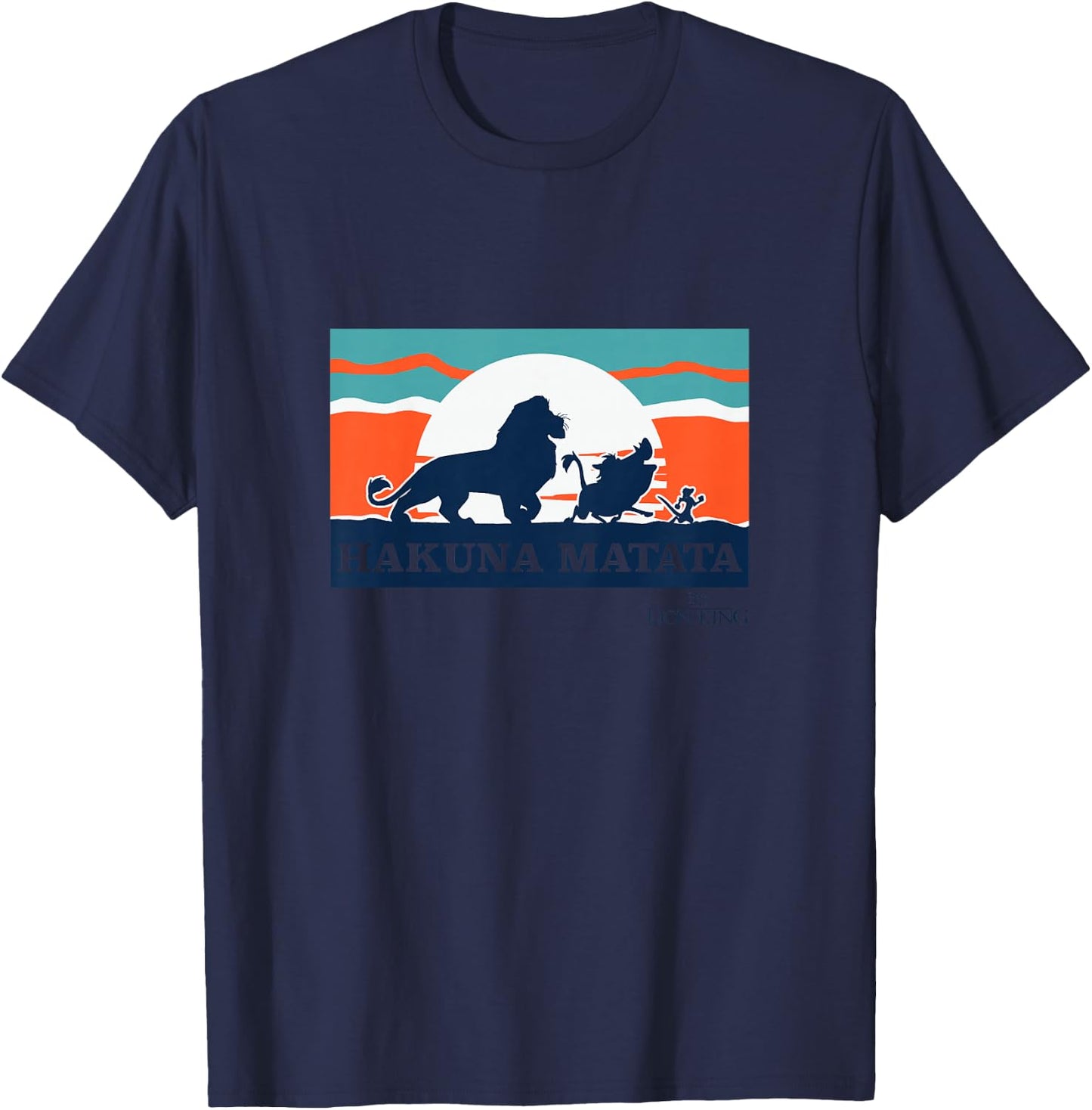 Kids Disney The Lion King Silhouette Hakuna Matata Retro Sunset T-Shirt - T-Shirt | Navy