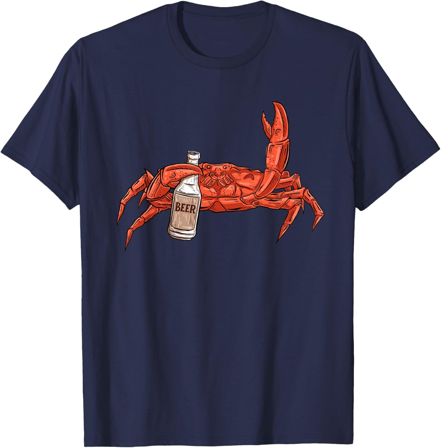 Crab Drinking Beer - Beach Crustacean Crabber Crabbing Lover T-Shirt - T-Shirt | Navy