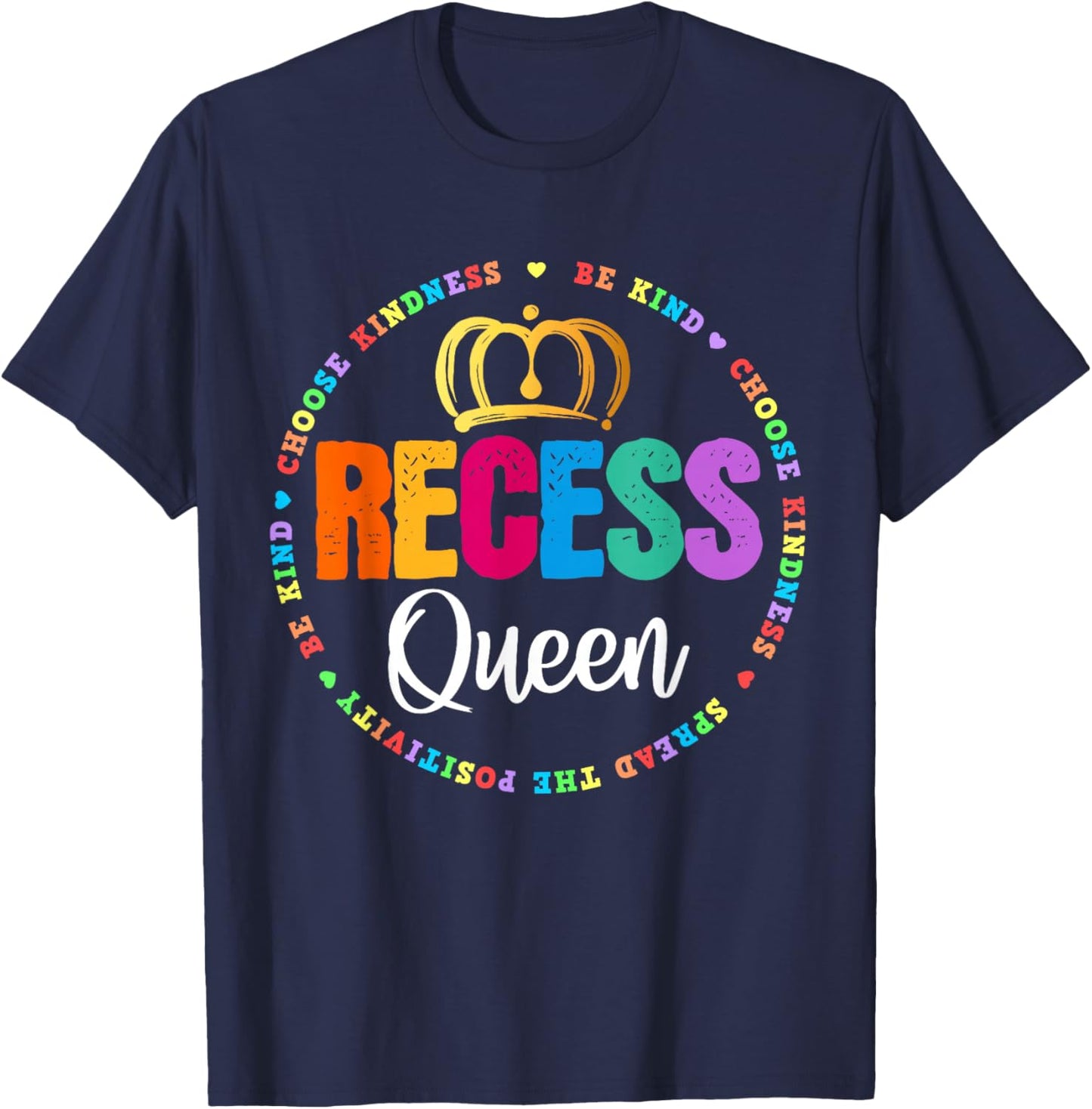 Funny Recess Queen Crew School Teachers Students Monitor T-Shirt - T-Shirt | Navy