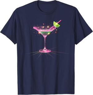 Pink Martini with Lime Cocktail Party Drinking T-Shirt - T-Shirt | Navy