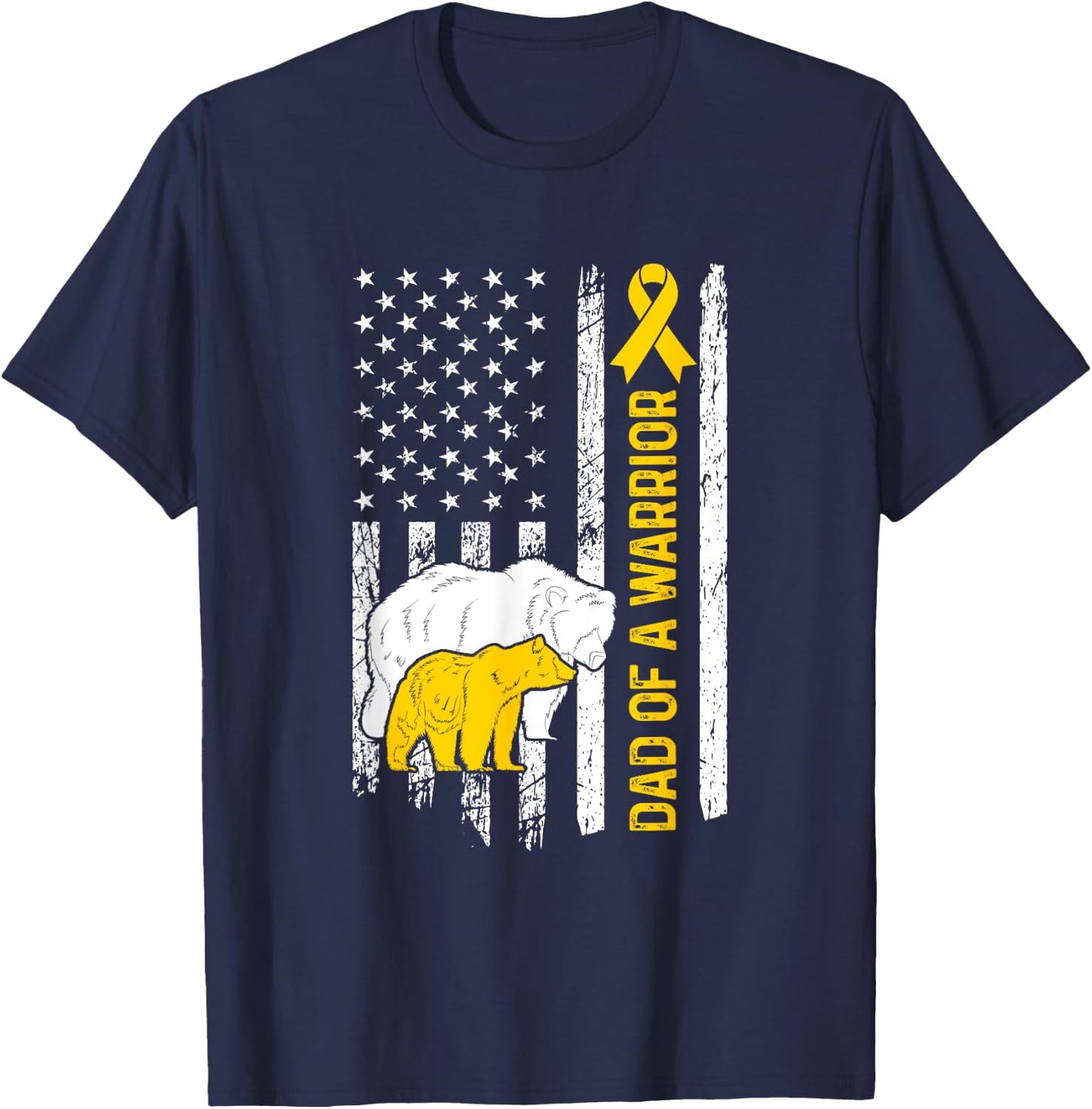 Dad Of A Childhood Cancer Warrior Dad Childhood Cancer Dad T-Shirt - T-Shirt | Navy