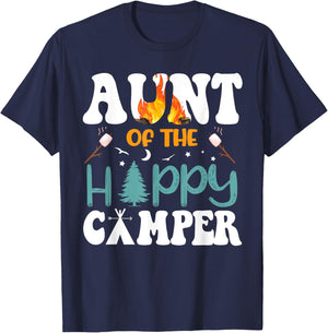 Aunt Of The Happy Camper Men 1st Bday Camping Trip T-Shirt - T-Shirt | Navy