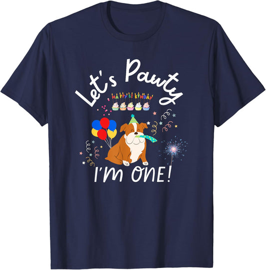Dog's first Birthday English Bulldog Dogs Party Outfit T-Shirt - T-Shirt | Navy