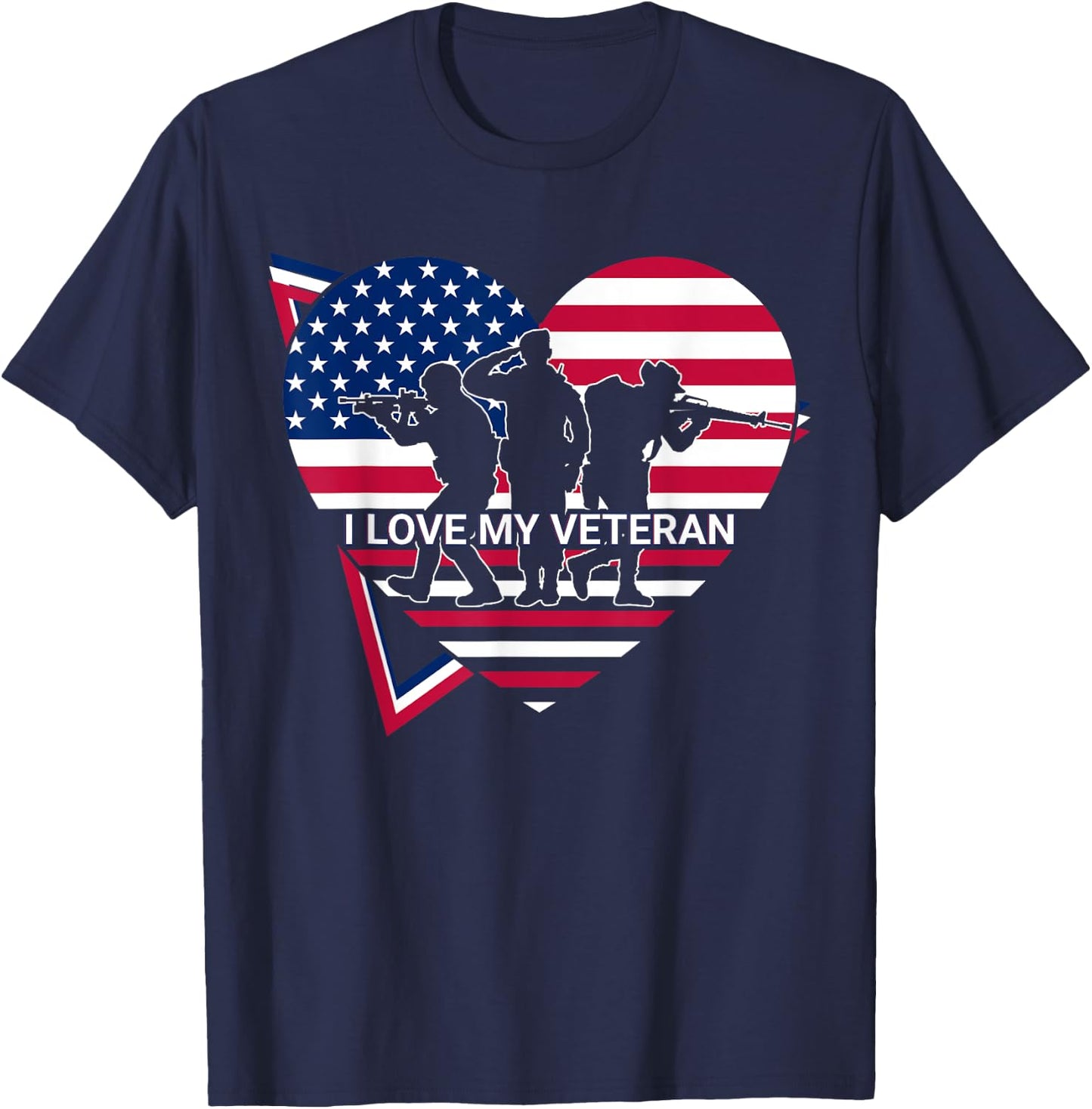 I Love My Veteran US Army Patriotic T-Shirt - T-Shirt | Navy