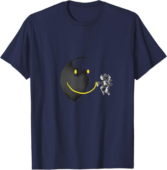 Make A Smile Face Astronaut Moon Spray Space Science Geeks T-Shirt - T-Shirt | Navy
