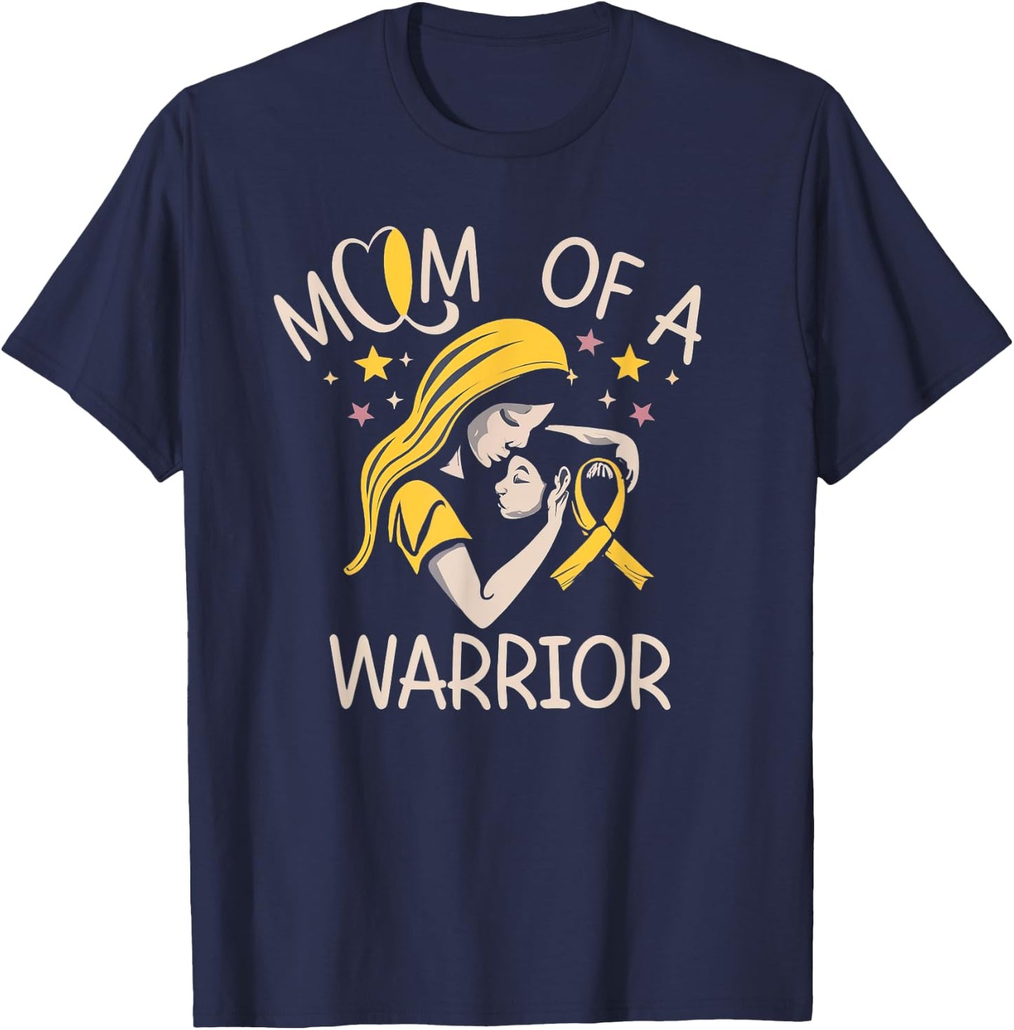 Childhood Cancer Awareness - Mom of a Warrior T-Shirt - T-Shirt | Navy