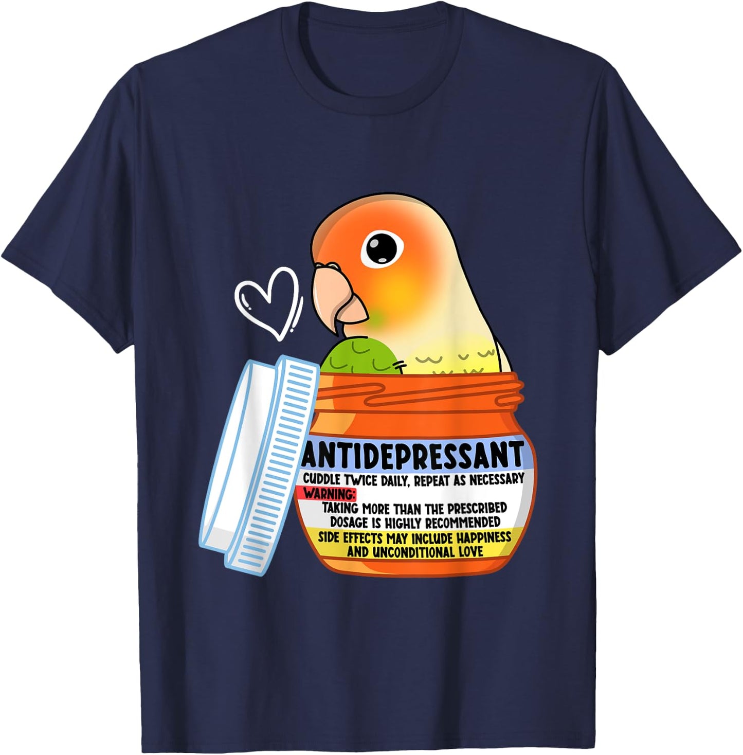 Cute Antidepressant Parrot I Green Cheek Pineapple Conure T-Shirt - T-Shirt | Navy
