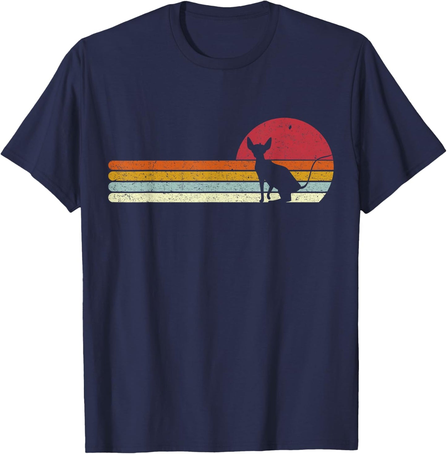 Sunset Sphynx Silhouette for Sphinx Cat Owners T-Shirt - T-Shirt | Navy