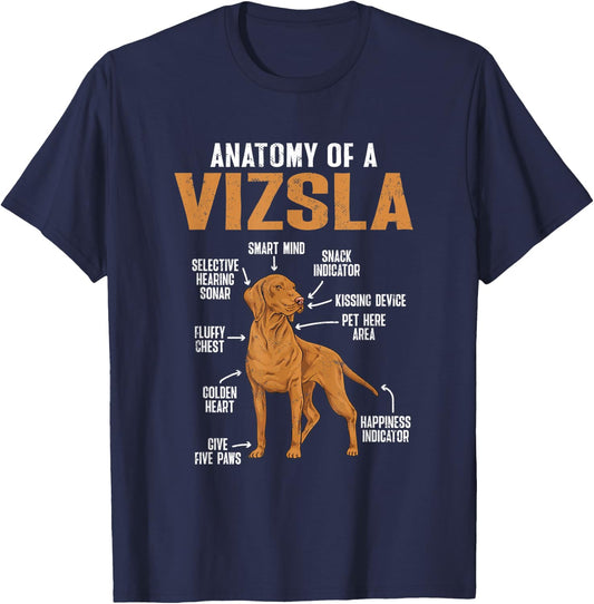 Vizsla Anatomy Of A Vizsla, Hungarian Vizsla T-Shirt - T-Shirt | Navy