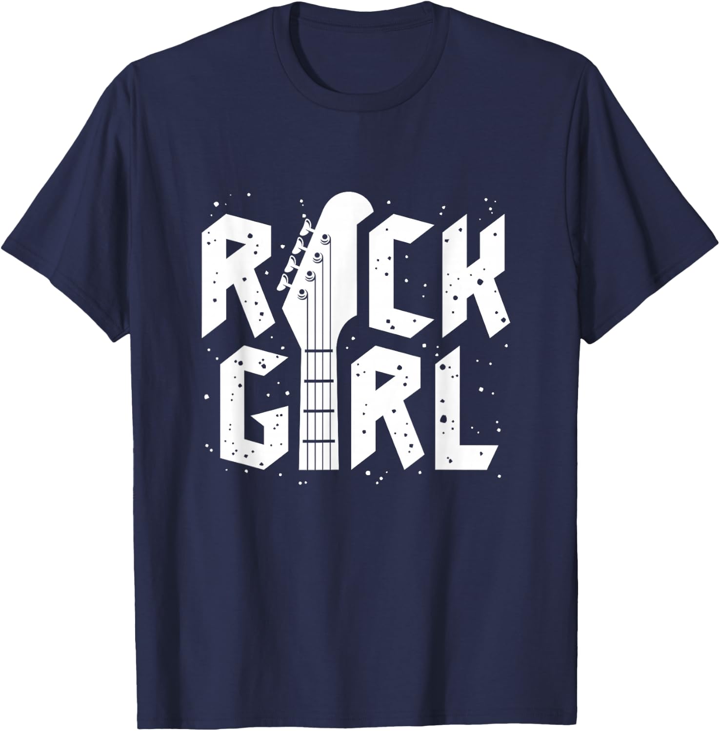 Rock Girls Rock N' Roll Music Illustration Outfit Graphic T-Shirt - T-Shirt | Navy