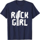 Rock Girls Rock N' Roll Music Illustration Outfit Graphic T-Shirt - T-Shirt | Navy