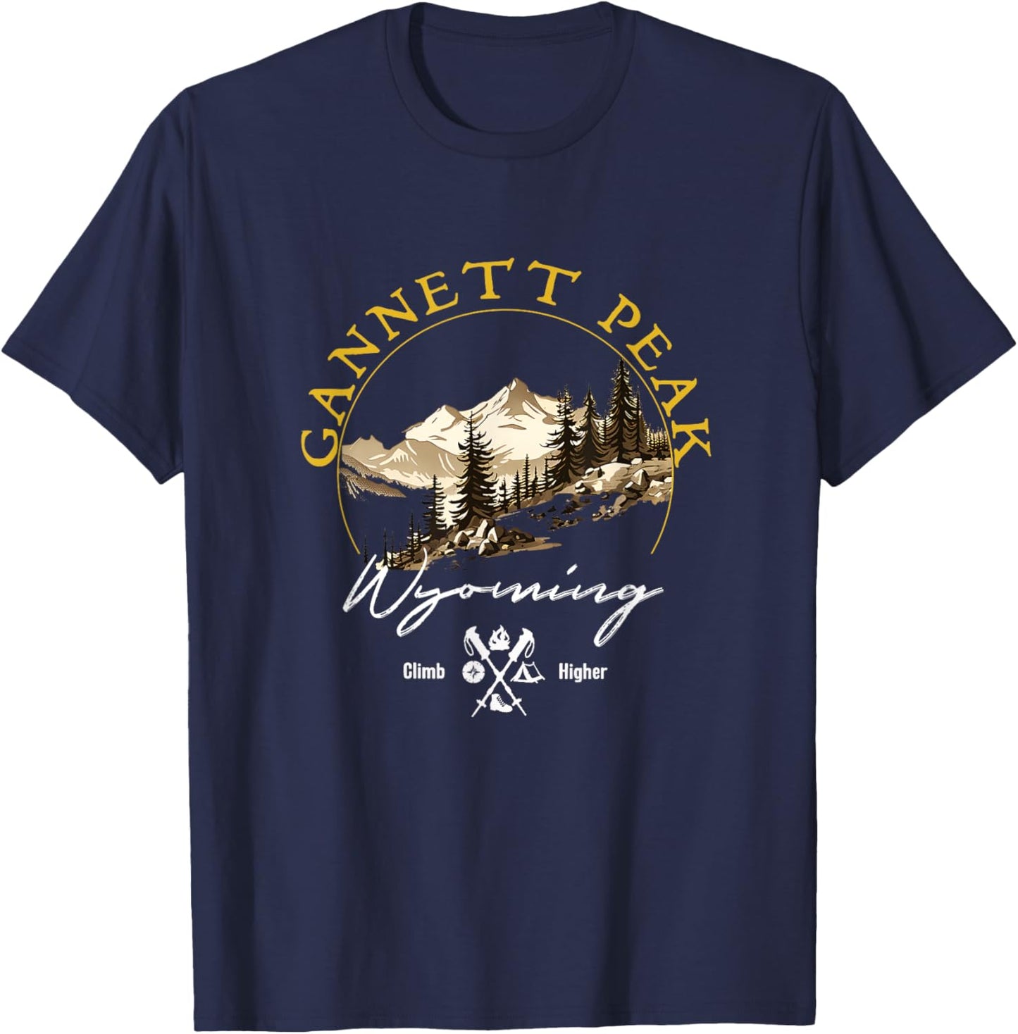 Gannett Peak Retro Vintage Apparel - Gannett Peak Souvenir T-Shirt - T-Shirt | Navy