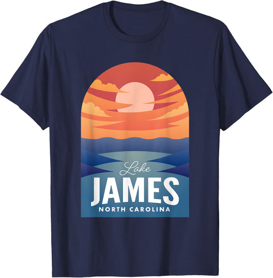 James Lake NC Retro Sunset T-Shirt - T-Shirt | Navy