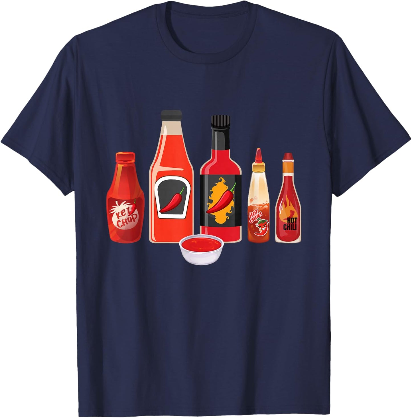Hot Sauces - Mexican Spicy Food Lover Red Pepper Spice Chili T-Shirt - T-Shirt | Navy