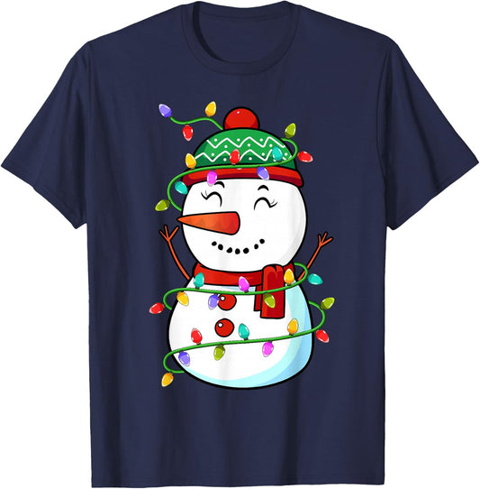 Funny Snowman Christmas Xmas Light - Snowman Christmas T-Shirt - T-Shirt | Navy