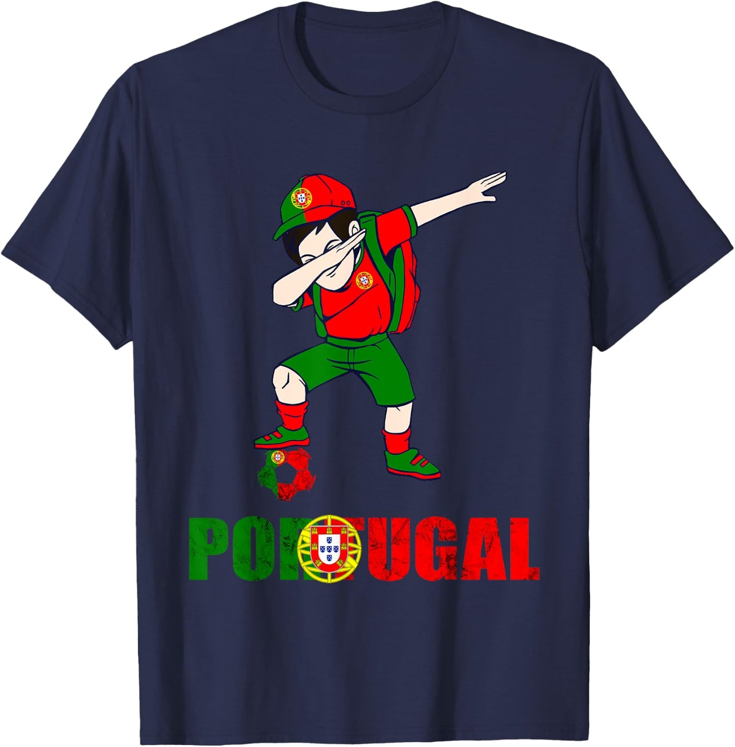 Portugal Flag Dabbing Boy Portugal Soccer Portuguese Pride T-Shirt - T-Shirt | Navy