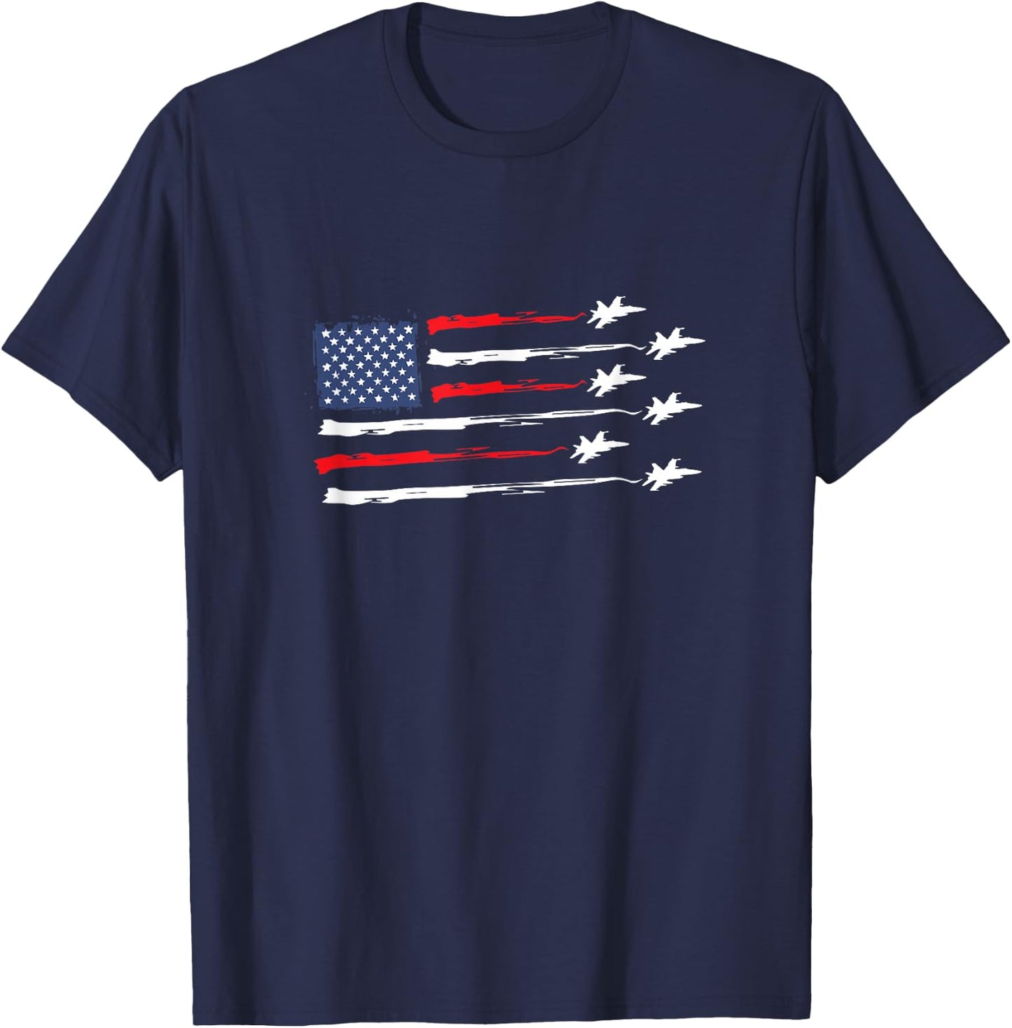 American Flag Fighter Jet 4th ofJuly for Patriotic Veterans T-Shirt - T-Shirt | Navy