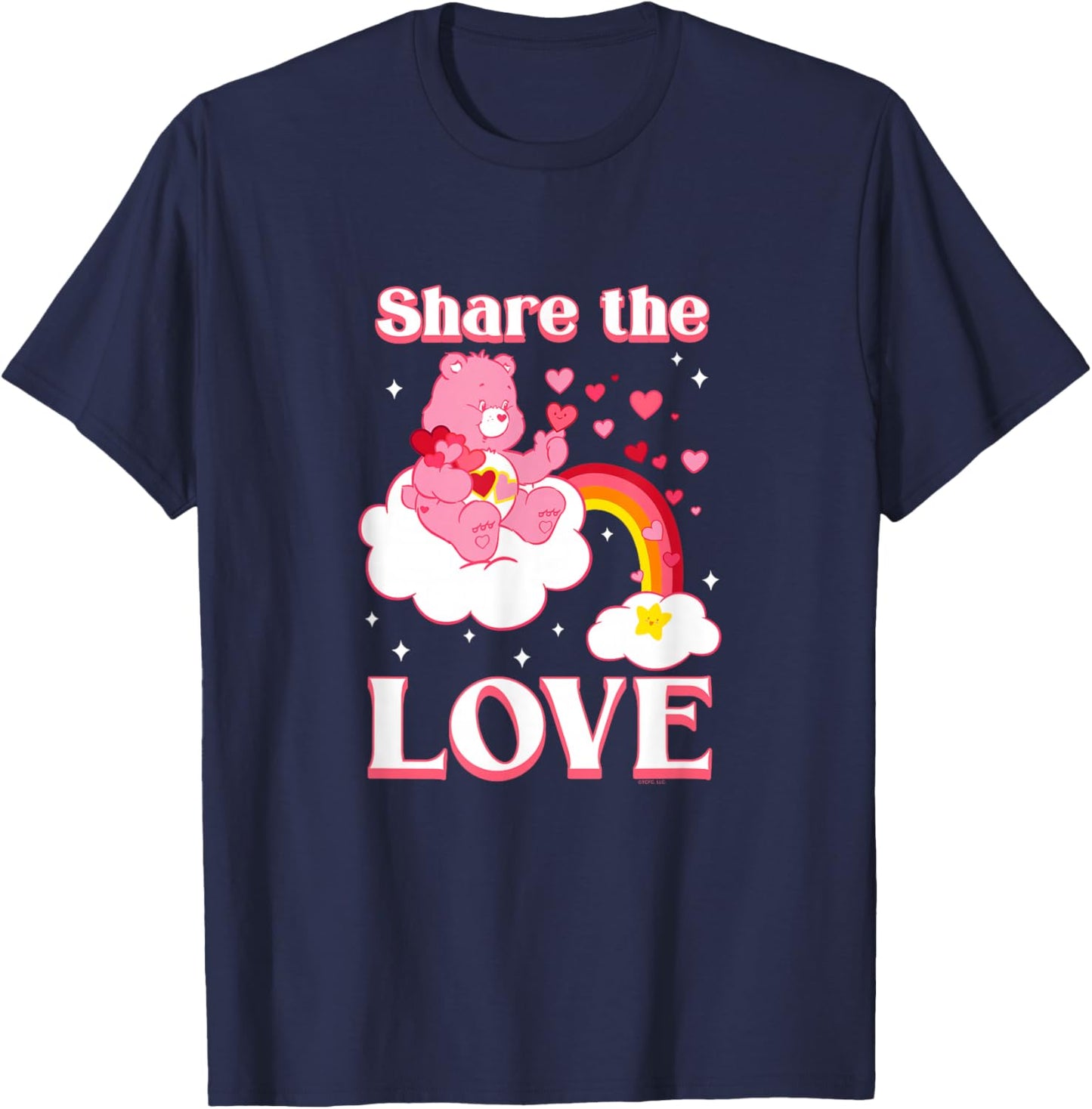 Care Bears Share The Love Love-A-Lot Bear Retro Cartoon T-Shirt - T-Shirt | Navy