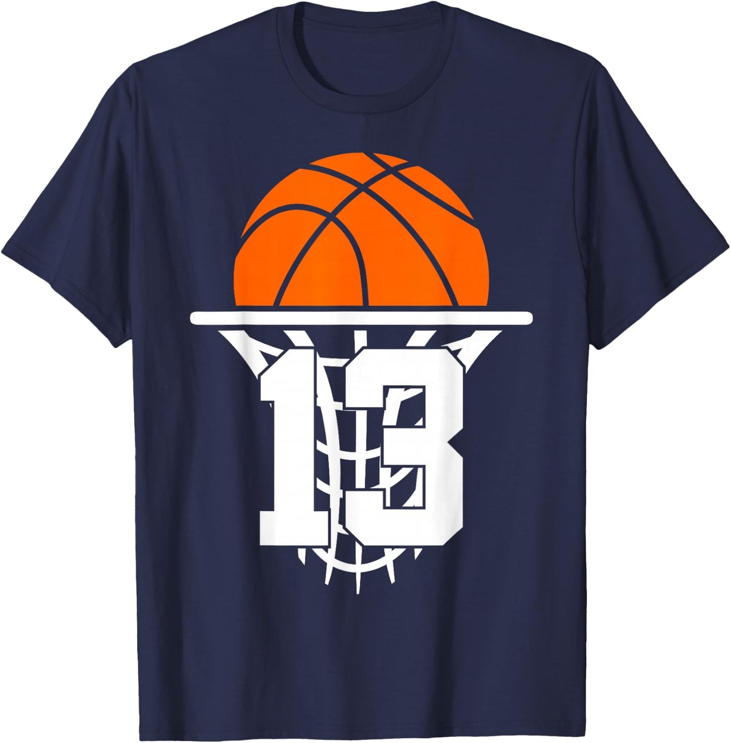 13 Years Basketball 13th Birthday T-Shirt - T-Shirt | Navy
