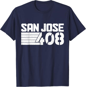 San Jose California 408 Area Code Pride Vintage T-Shirt - T-Shirt | Navy