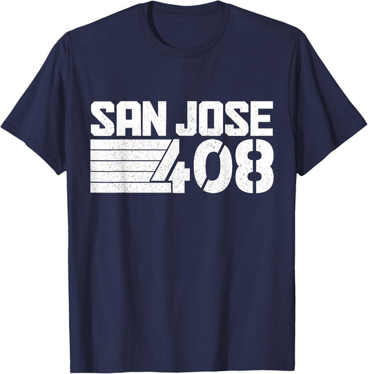 San Jose California 408 Area Code Pride Vintage T-Shirt - T-Shirt | Navy