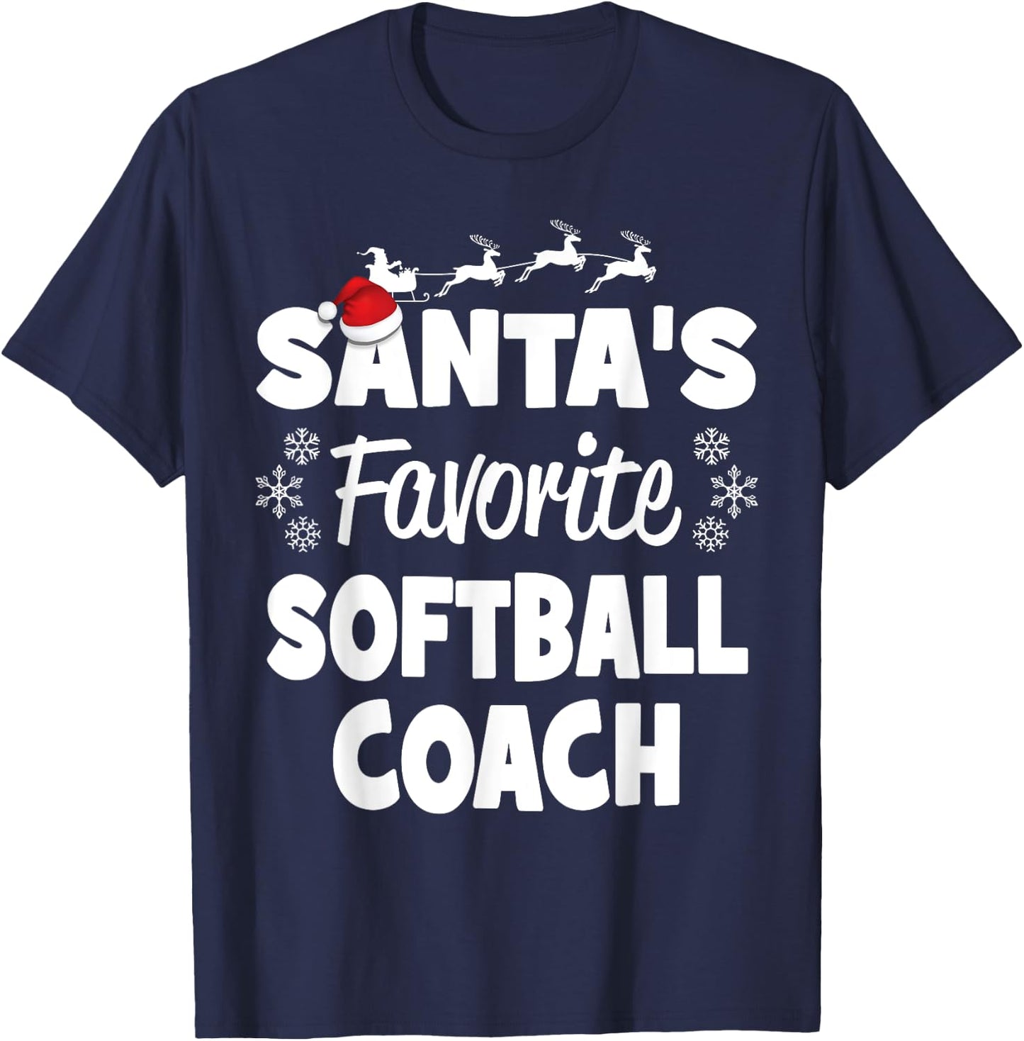 Santa's Favorite Softball Coach Funny Christmas Matching T-Shirt - T-Shirt | Navy