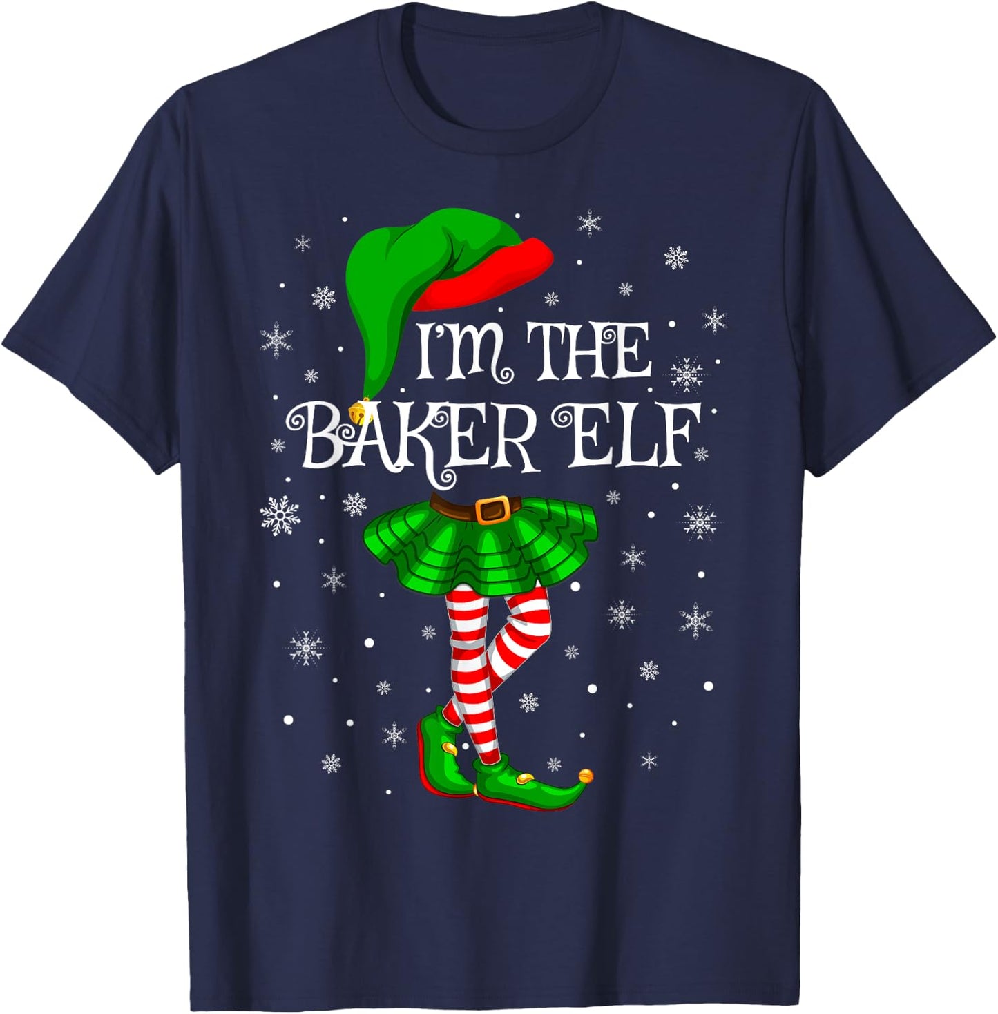 Family Matching Women Girls I'm The Baker Elf Christmas T-Shirt - T-Shirt | Navy