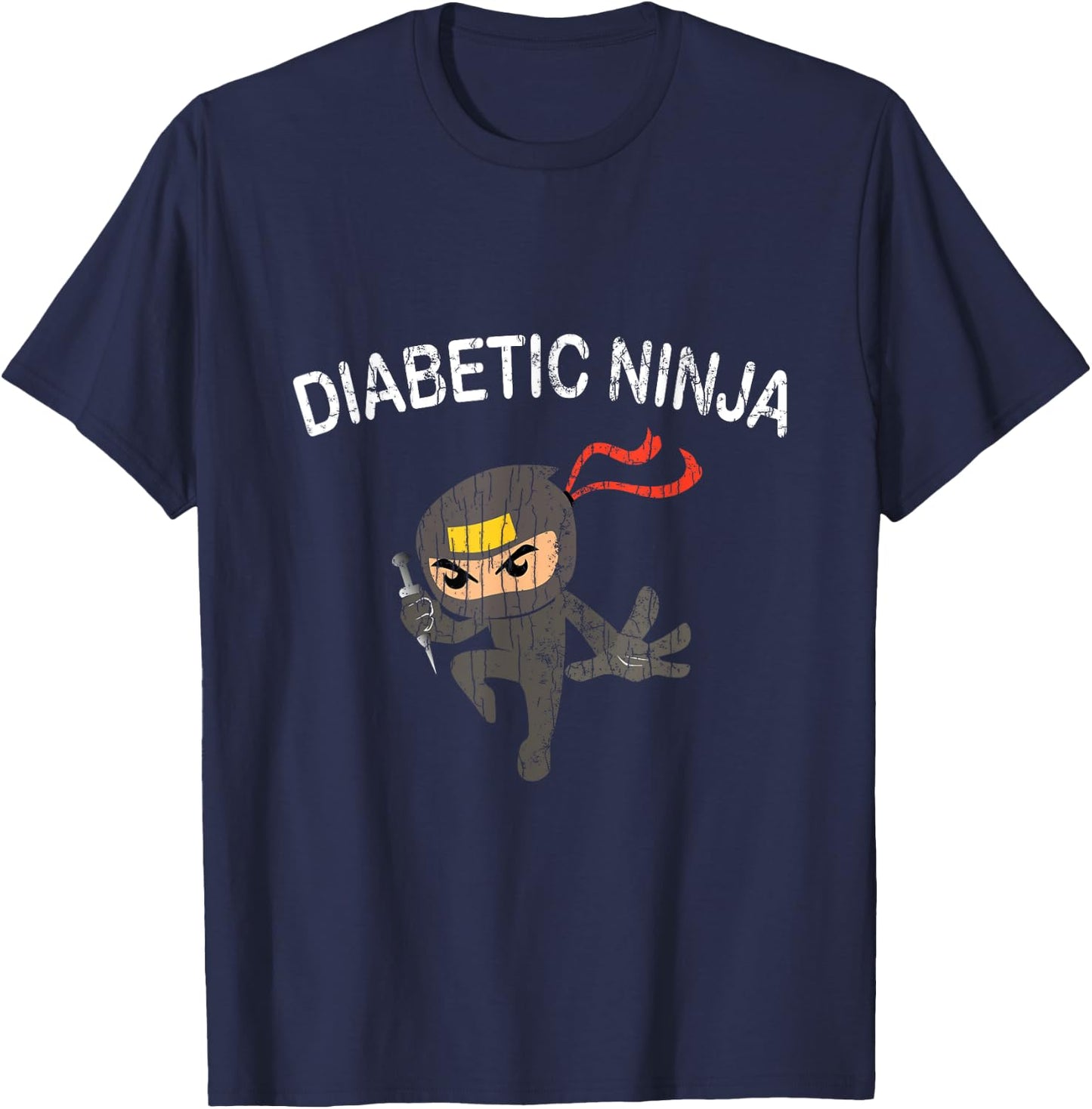 Diabetic Ninja Funny Diabetes Graphic T-Shirt - T-Shirt | Navy