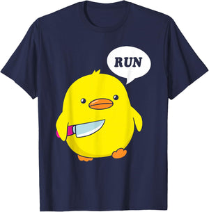 Slasher Duck Funny Duck With Knife T-Shirt - T-Shirt | Navy
