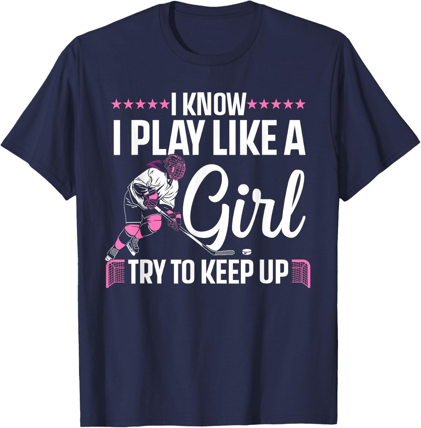 Cool Ice Hockey Girls Hockey Lover Team Skating T-Shirt - T-Shirt | Navy
