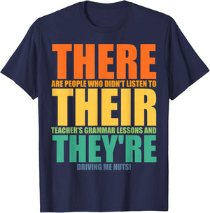 Funny Their There They're Art Women Kids ELA Teacher T-Shirt - T-Shirt | Navy