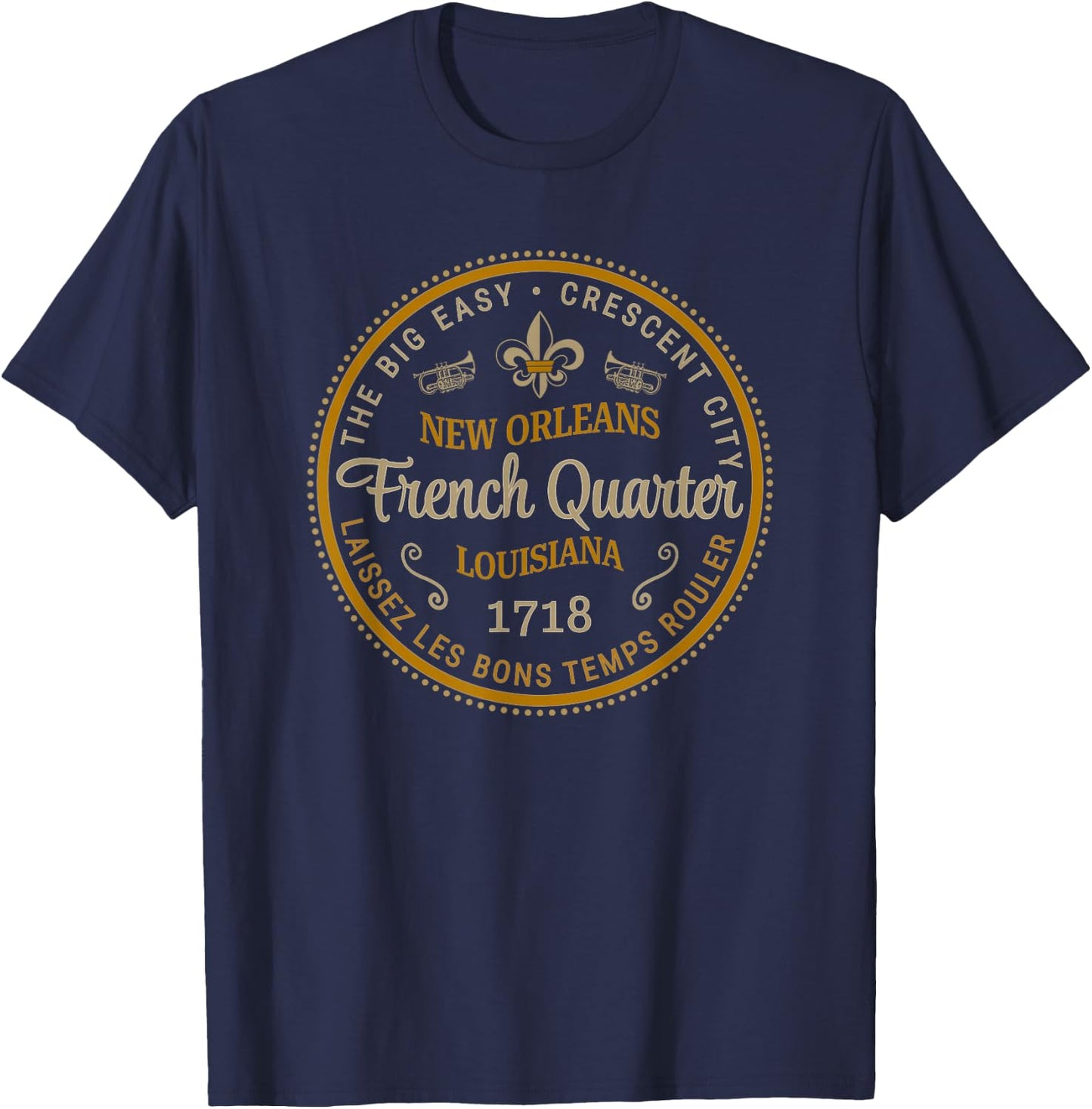 New Orleans French Quarter Laissez Les Bons Temps Roulier T-Shirt - T-Shirt | Navy
