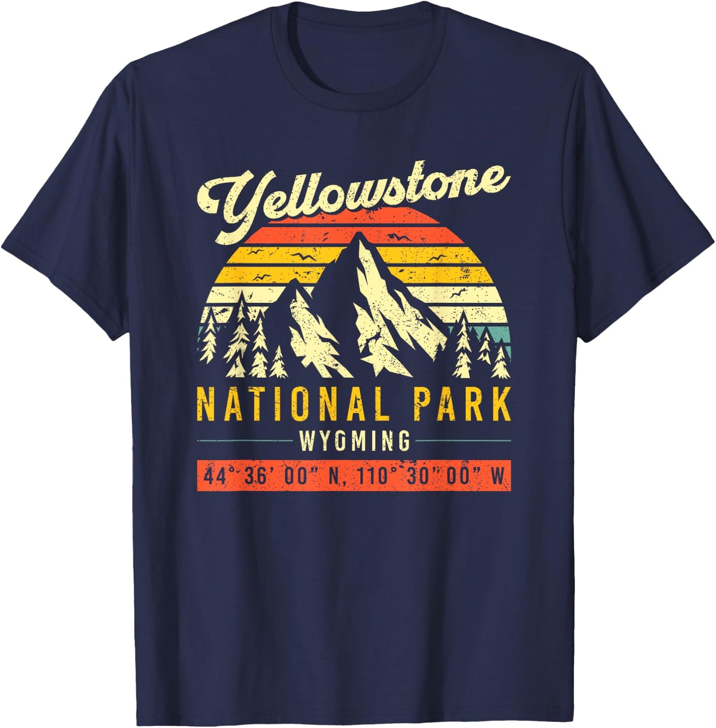 Yellowstone Vintage Retro National Park T-Shirt - T-Shirt | Navy