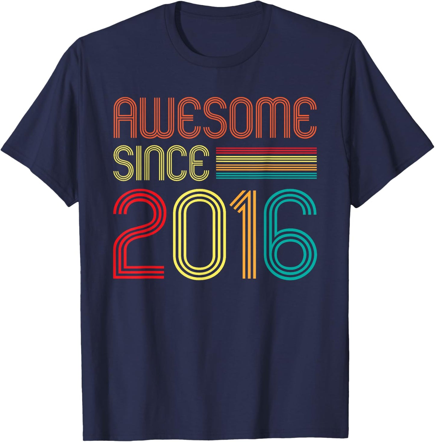 Awesome Since 2016 9 Years Old Retro Vintage 9th Birthday T-Shirt - T-Shirt | Navy