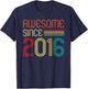 Awesome Since 2016 9 Years Old Retro Vintage 9th Birthday T-Shirt - T-Shirt | Navy