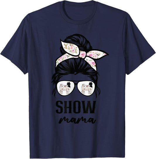 goat show mom goat Boer show mama flower T-Shirt - T-Shirt | Navy