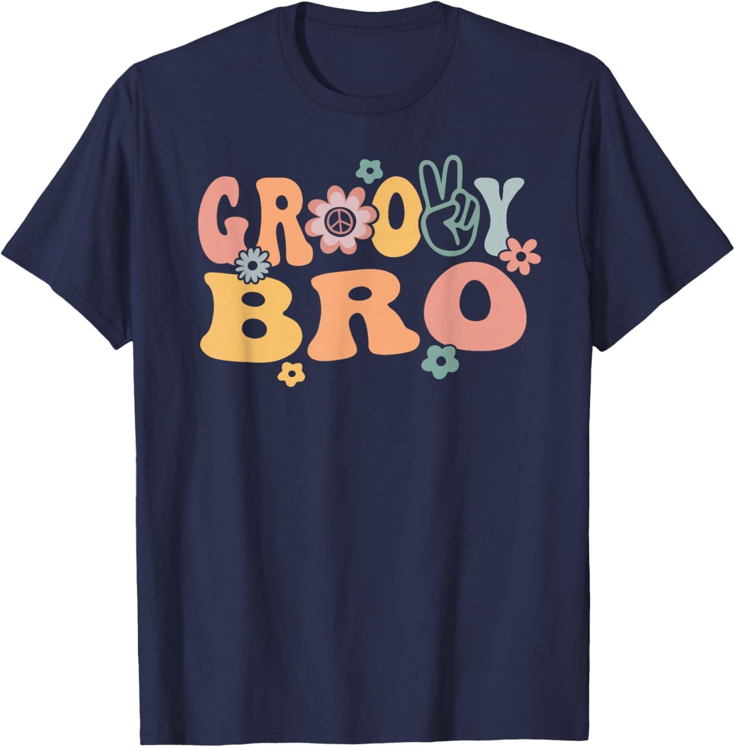 Groovy Bro Retro Brother Matching Family 1st Birthday Party T-Shirt - T-Shirt | Navy