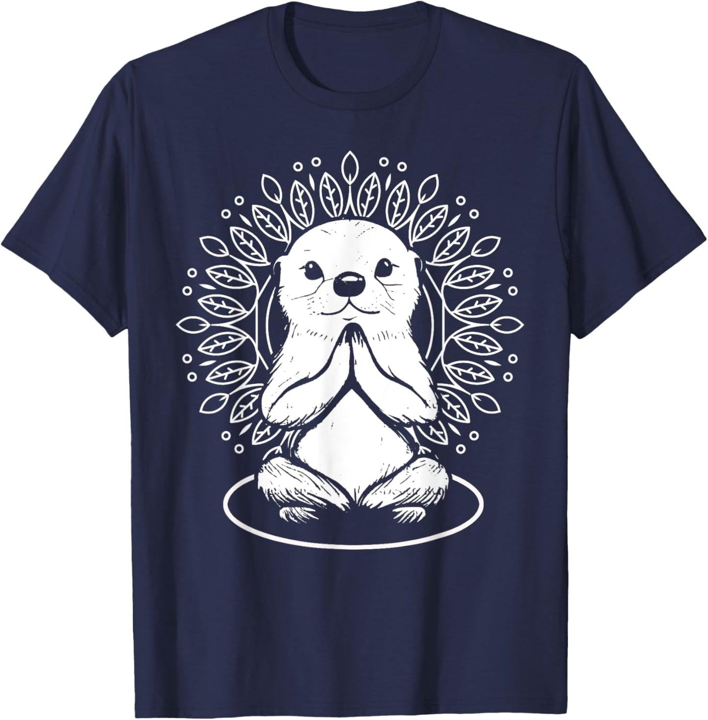 Otter Spiritual Yoga Pose Meditation Lover Namaste T-Shirt - T-Shirt | Navy
