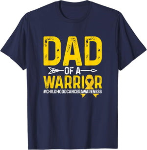 Dad Of A Childhood Cancer Warrior Childhood Cancer Awareness T-Shirt - T-Shirt | Navy