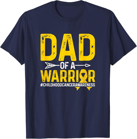 Dad Of A Childhood Cancer Warrior Childhood Cancer Awareness T-Shirt - T-Shirt | Navy
