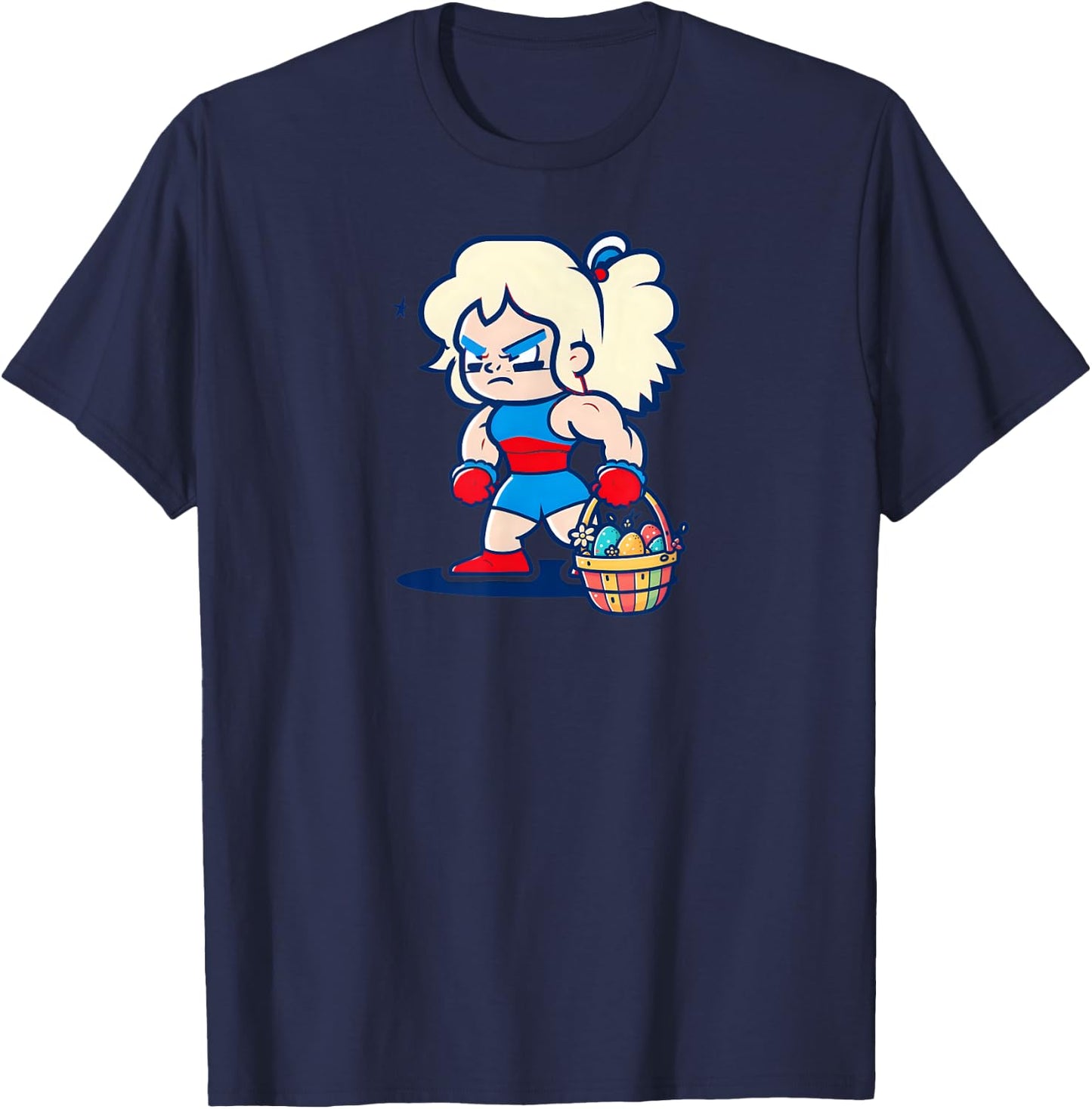 Girl Wrestling Easter Basket Design Wrestling Easter T-Shirt - T-Shirt | Navy