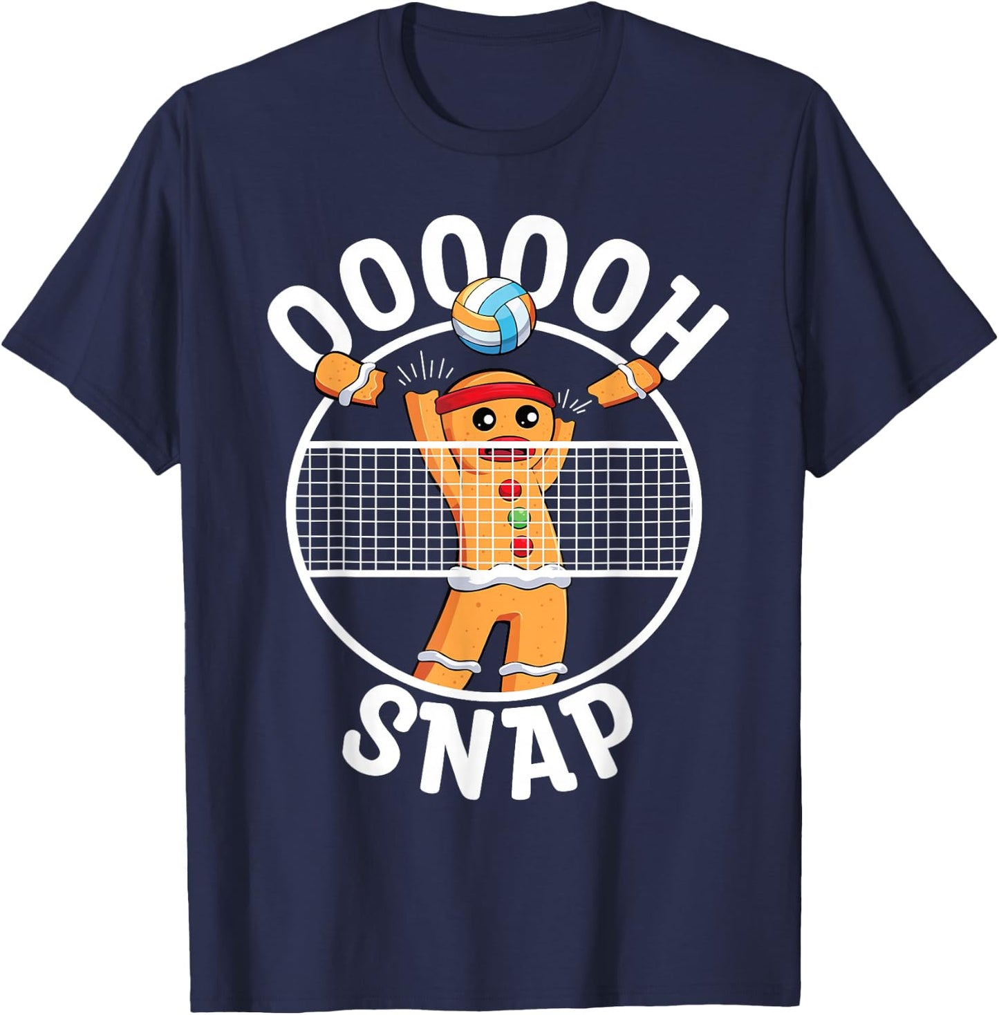 Oh Snap Gingerbread Man Blocker Christmas Volleyball T-Shirt - T-Shirt | Navy