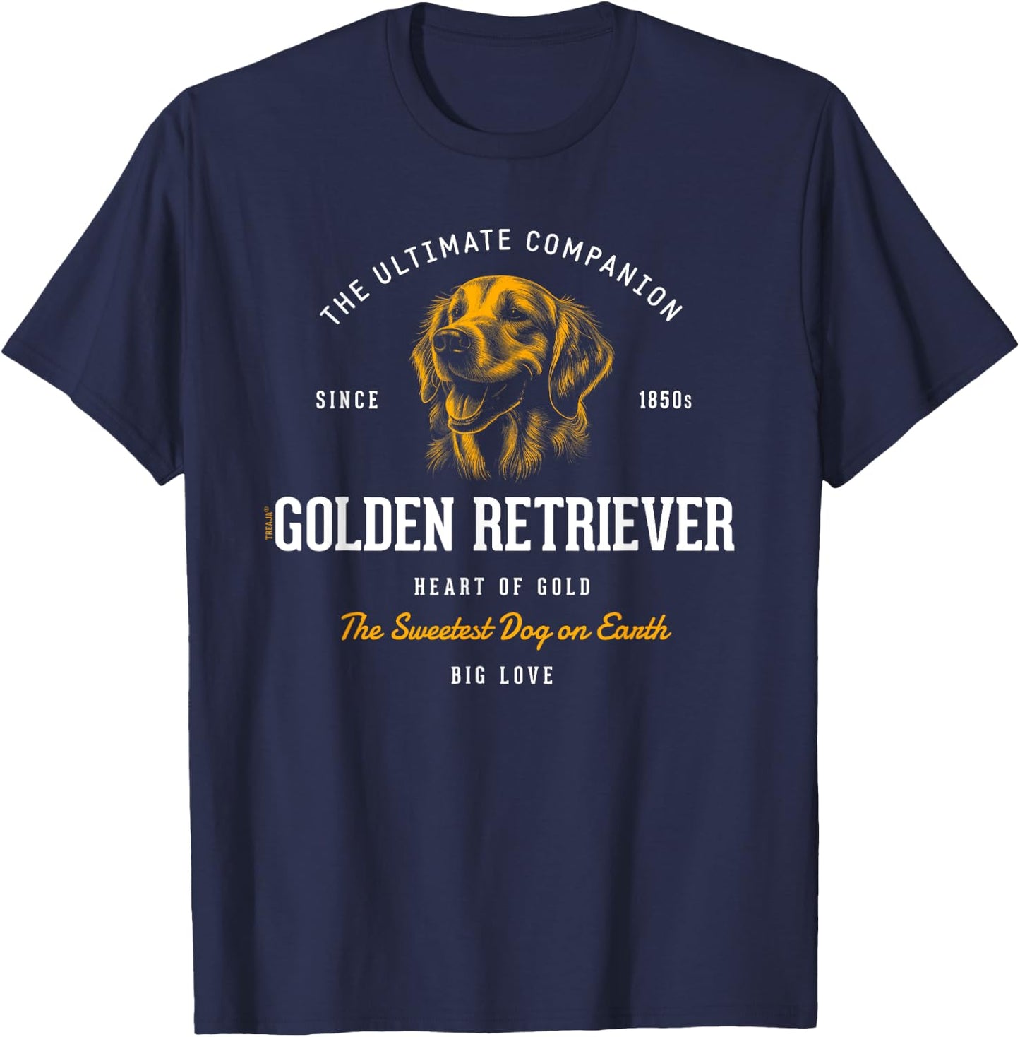 Vintage Styled Retro Golden Retriever T-Shirt - T-Shirt | Navy
