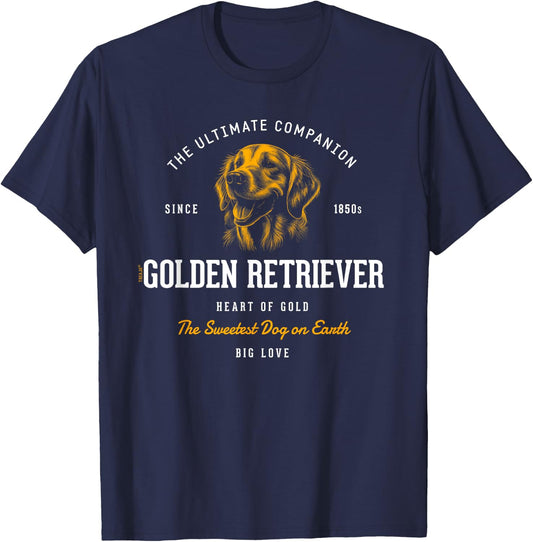 Vintage Styled Retro Golden Retriever T-Shirt - T-Shirt | Navy