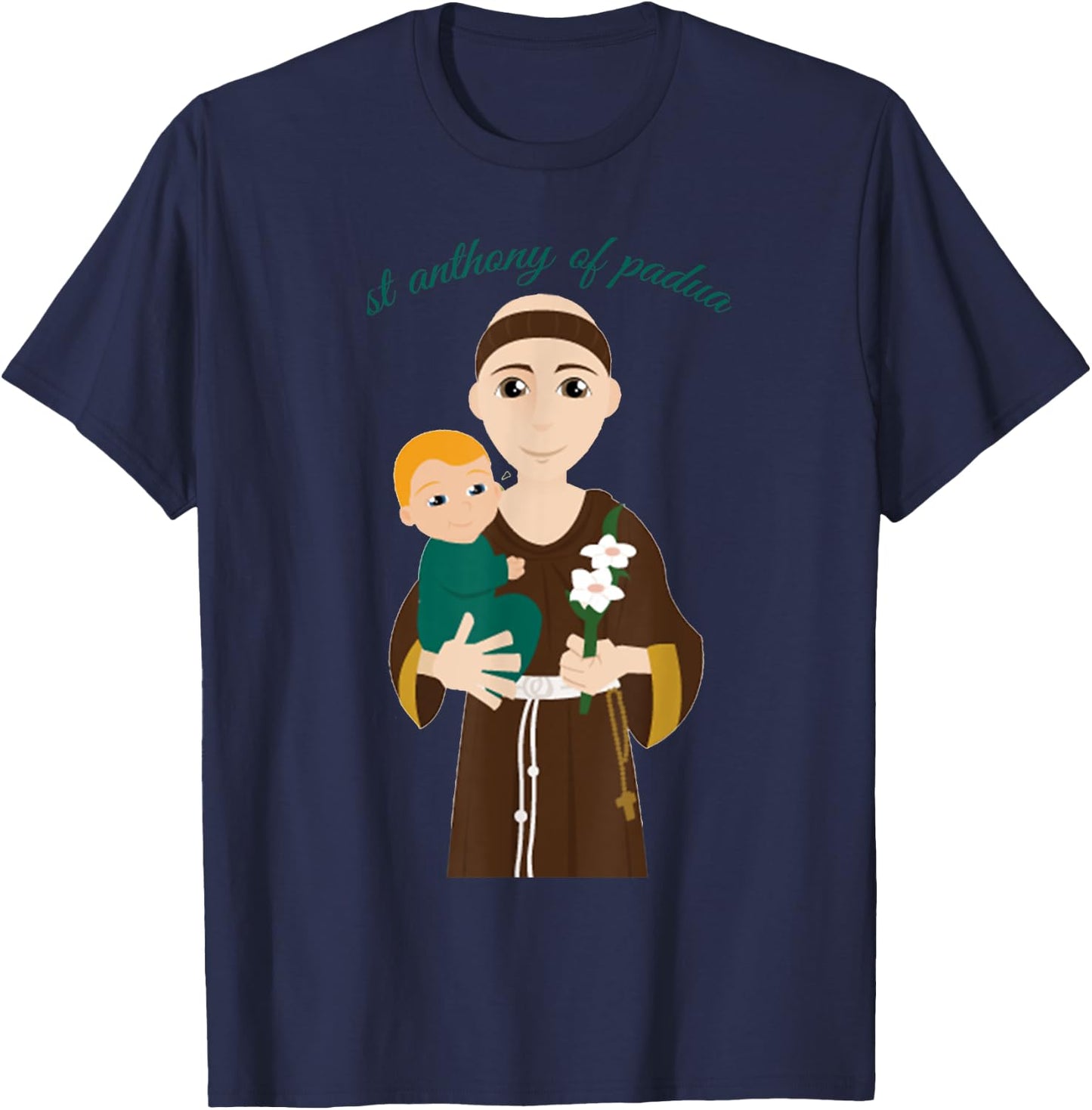 St Anthony of Padua Vintage Catholic Saint Infant Jesus T-Shirt - T-Shirt | Navy