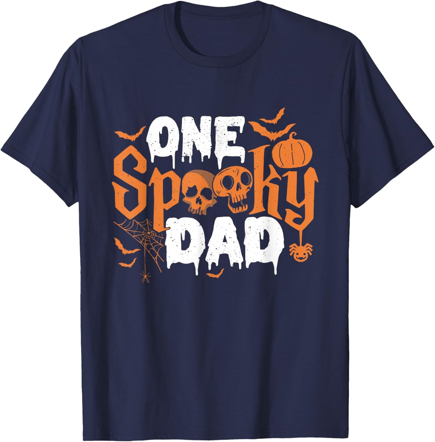 One Spooky Dad Boo Halloween Cute Family Matching Group T-Shirt - T-Shirt | Navy